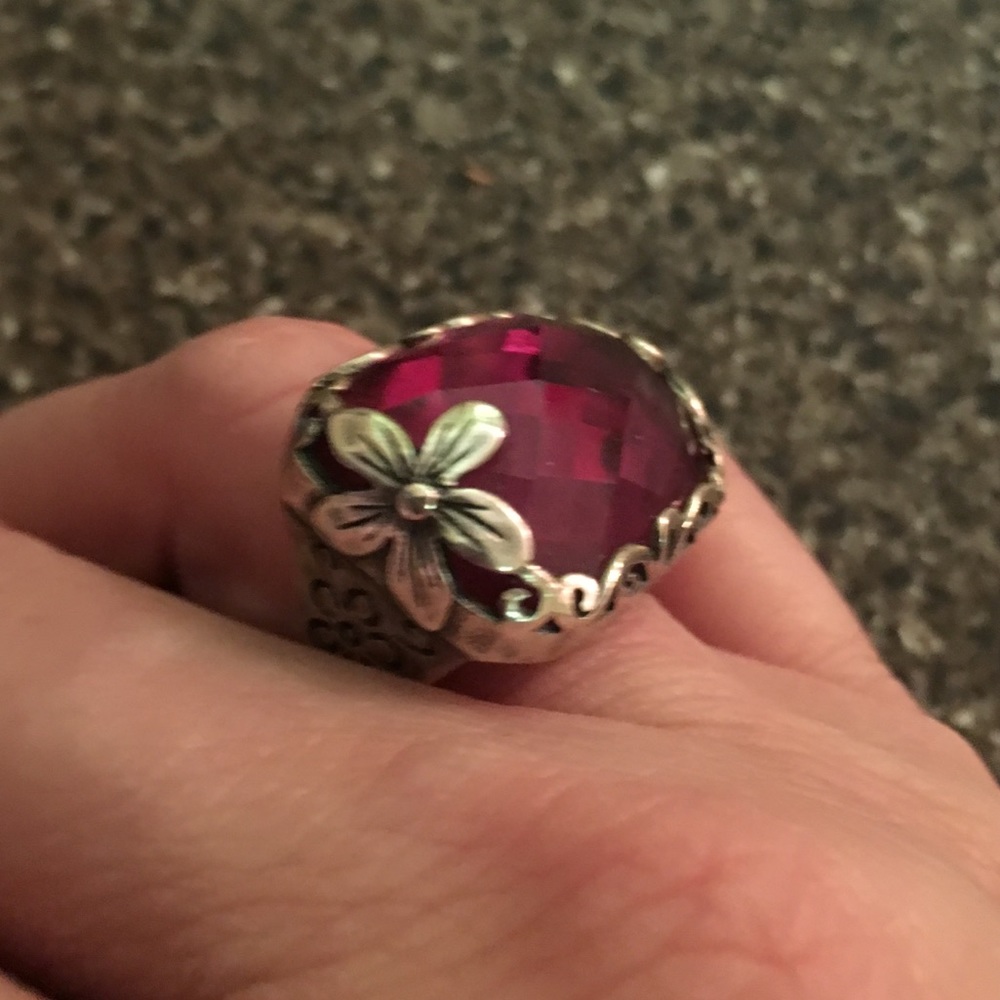 Silpada Deep Pink Faceted Flower Ring